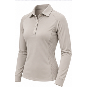 <b>Women</b> Knitted Printed <b>Long</b> <b>Sleeve</b> <b>Polo</b> <b>Shirt</b> Breathable Quick Dry Golf Riding Wear Custom Logo OEM <b>Polo</b> - Product Image 1