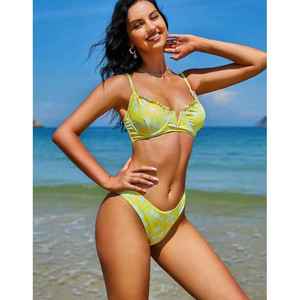 Women's Beach Wear Sublimation Print High Cut <b>Bikini</b> <b>Set</b> Wired Two Piece Swimsuit OEM Service Nylon Cotton Quick Dry - Product Image 6