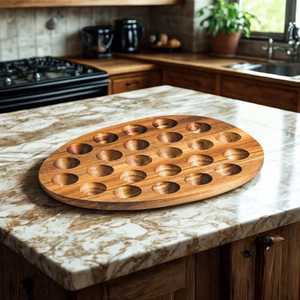 Support à œufs en bois 6x10, panier de rangement pour œufs frais et organisateur de comptoir, outils de cuisine pour l'organisation des œufs - Product Image 6