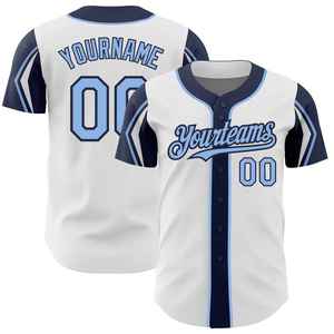 Maillot de baseball personnalisé blanc et bleu pour homme, noir, à manches courtes, imprimé, anti-humidité, coupe classique, vêtements pour adultes, OEM - Product Image 2