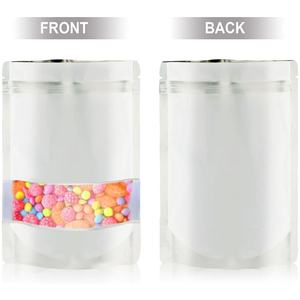 Sachet d'emballage alimentaire professionnel violet, pochette verticale avec fenêtre et fermeture éclair, logo personnalisé imprimé, sachet en Mylar - Product Image 6