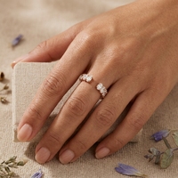 Bague de mariage minimaliste ajustable en or rose 14 carats avec diamant ovale serti à griffes / Certifiée IGI