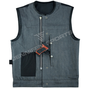 Nuevo Chaleco de Motociclista de Cuero Vacuno Genuino y Mezclilla de Color Personalizado a la Moda para Hombre, Talla Grande, Chaleco de Cuero sin Mangas para Verano - Product Image 5