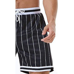 <b>Men</b> Striped Board Shorts Quick Dry Drawstring Casual Swim <b>Trunks</b> Mid Waist Short Length Woven Polyester - Product Image 5