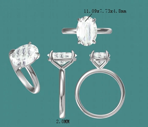 Bague légère de style unique avec diamant ovale de 3,00 carats cultivé en laboratoire - Product Image 2