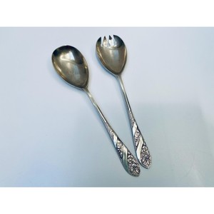 Ensemble de cuillères à salade de qualité supérieure, design floral en métal, ustensiles de service élégants pour la table - Product Image 4