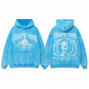 เสื้อฮู้ดดี้ลายไทได Chaotic Mind สำหรับผู้ชาย ทรงโอเวอร์ไซส์ สไตล์สตรีทแวร์ ผ้าฝ้ายเฟรนช์เทอร์รี่ พิมพ์ลาย ระบายอากาศได้ดี ทรงปกติ ล้างสีแบบ Acid Wash - Product Image 1