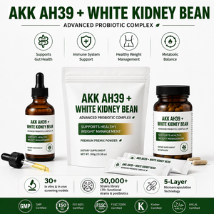 Suplementos Probióticos para el Control de Peso OEM ODM con AKK AH39, Frijol Blanco para Premezclas, <span class=keywords><strong>C</strong></span>ápsulas, Gotas, Sobres, Marca Privada - Product Image 1