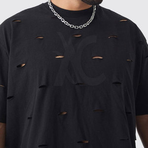 Camiseta Personalizada con Efecto Desgastado, Algodón y Poliéster de Alta Calidad, Estilo Oversize, Ropa Urbana, Moda Actual - Product Image 5