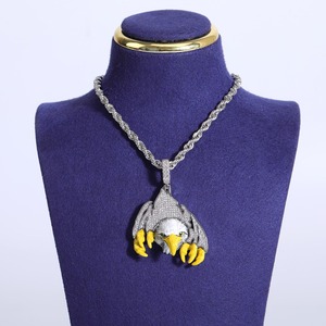 Pendentif Aigle Force & Liberté en Argent 925, Micro-Pavé Moissanite, Style Hip Hop, Breloque Oiseau, Symbole de Protection et de Puissance - Product Image 4