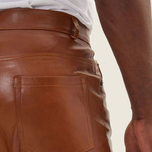 Pantalones de Cuero para Hombre, Corte Slim Fit, Cuero Genuino de Alta Calidad, Piel de Oveja, al Mejor Precio, OEM - Product Image 6