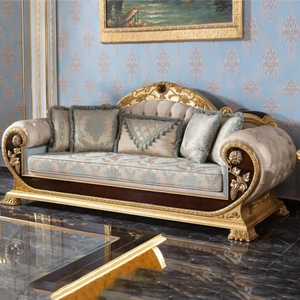 ชุดโซฟาห้องนั่งเล่นทรงสี่เหลี่ยมสไตล์ฝรั่งเศส ทำจากไม้มะฮอกกานีเนื้อแข็ง แกะสลักด้วยมือ หุ้มเบาะอย่างหรูหรา ผลิตในอินโดนีเซีย - Product Image 2