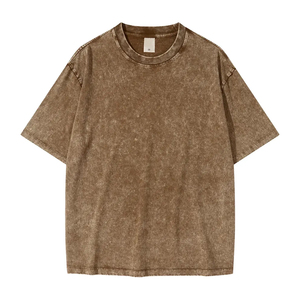 Oversized Drop Shoulder Acid Wash <b>T</b> Shirt Distressed Vintage Cotton Custom Printing - Product Image 1