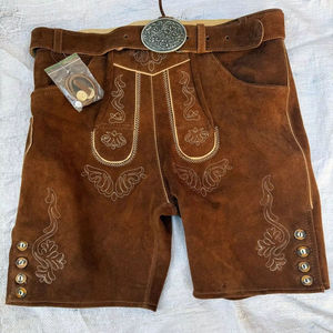 Lederhosen en cuir de chèvre véritable, shorts authentiques allemands, tenue d'Oktoberfest, costume bavarois Trachten - Product Image 3
