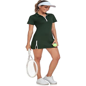 Women Green <b>Polo</b> Collar Golf Dress Short Sleeve Solid Color Quick Dry Sporty Style <b>White</b> Trim - Product Image 6