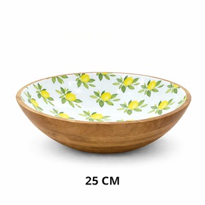 ชามสลัดไม้กระถินเทศขัดเงาขนาด 25 ซม. พร้อมลายเคลือบสีเลมอนด้านใน เป็นมิตรกับสิ่งแวดล้อม ย่อยสลายได้ ปลอดสาร BPA เหมาะสำหรับเสิร์ฟในงานปาร์ตี้ - Product Image 3