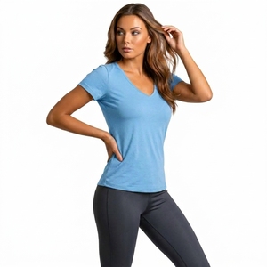 Classic Women V Neck T Shirt Comfortable Cotton Lightweight Summer Daily Wear <b>Top</b> - Product Image 1