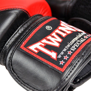 Nouveaux gants de boxe Twins noirs et rouges, design ajustable avec fermeture auto-agrippante, en cuir véritable, pour entraînement et sparring, équipement de gym, Muay Thai - Product Image 6
