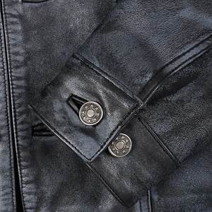 Veste noire délavée personnalisée avec logo RTS Wholesale pour hommes, veste en cuir vintage pour hommes, veste de haute qualité, veste d'hiver, streetwear - Product Image 5