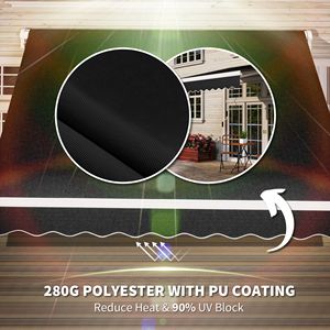 8FT X 6.6FT Retractable Awning for Patios Manual Exterior Sun Shade Folding Black Deck <b>Window</b> <b>Cover</b> UV Protection Terraces 3m - Product Image 4