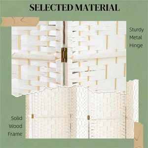 White 8-<b>Folding</b> Privacy <b>Screen</b> Bedroom Divider - Product Image 2