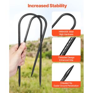 Picchetti per Tende in Acciaio Zincato da 10 Pollici, Diametro 0,32 Pollici, Forma a U con Punta a Scalpello, Resistenti alla Ruggine - Product Image 3