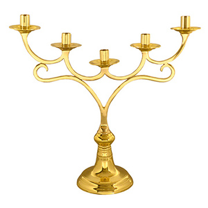 Candelabro de Latón Sólido de 5 Luces |   Candelabro Tradicional para Iglesia y Templo - DOUBLE VEE EXPORTS - Product Image 1