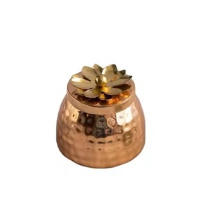 Handcrafted Gold Metal Candle Jar <b>Tea</b> <b>Light</b> <b>Holder</b> for Modern Home and Luxury Table Styling - Product Image 1
