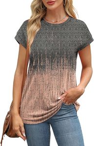 Womens Summer Tops Short Sleeve <b>Shirts</b> Crew Neck Cute Trendy Tunic Blouses - Product Image 5