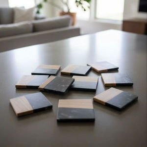 <b>Round</b> Wood Coasters Modern Design Non Slip <b>Mats</b> For Table Use - Product Image 3