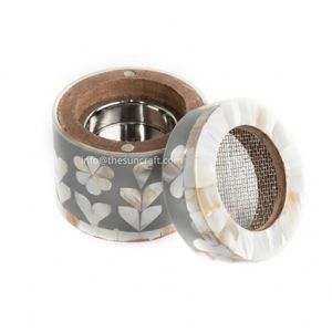 Quemador de Incienso Redondo Floral de Lujo con Madreperla de Oriente Medio, para Servir o Regalar, Proveedor Mayorista - Product Image 2