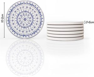 Sous-verres ronds en céramique absorbants avec support en liège pour la protection des plans de travail, idéaux pour le bureau et la cuisine - Product Image 5