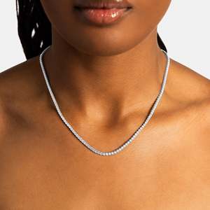 Luxury Round Diamond <b>Snake</b> <b>Chain</b> Necklace 925 <b>Silver</b> Rhodium Plated Channel Setting Everyday Wear Unisex - Product Image 2