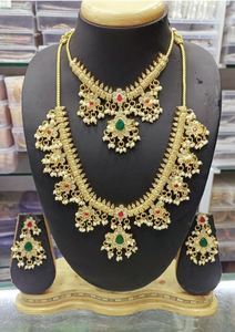 High Quality Women's Traditional South Indian Temple Ethnic Bridal Set Alloy Gold Plated Zircon Flower Design Party Wedding <b>Gift</b> - Product Image 5