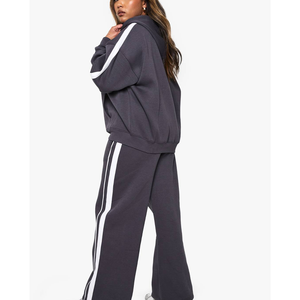 Ensemble de jogging réversible pour filles, coupe classique, avec panneaux latéraux contrastants, sweat à capuche zippé, pour l'hiver, le basketball, le sport, ensemble 2 pièces en toile - Product Image 5