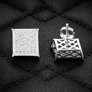 2026 New Hip Hop Jewelry Men's Moissanite <b>Earrings</b> Pass Diamond Tester <b>Solid</b> 925 <b>Silver</b> Iced Out Moissanite Screw Back <b>Earrings</b> - Product Image 4