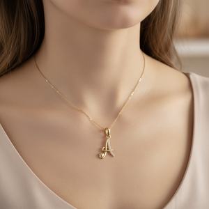 Diamtrendz Letter a <b>Initial</b> Pendant <b>Chain</b> Rhodium Plated 925 Silver Zircon 10K 14K 18K Solid Gold Option Available - Product Image 6