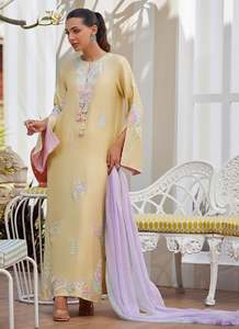 Pakistani Silk Summer Embroidered Formal Wedding Party Dresses for Women Knee-Length Wrinkle Free & Quick Dry - Product Image 6