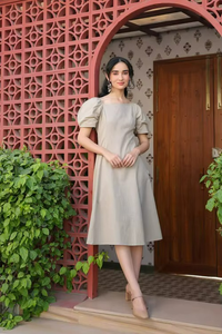 Indian Supplier Fashion Women Cotton Flex <b>Dress</b> in Soft Mocha Comfortable Knee-Length <b>Dress</b> with Flowy Fit for <b>Travel</b> or Lounge - Product Image 4