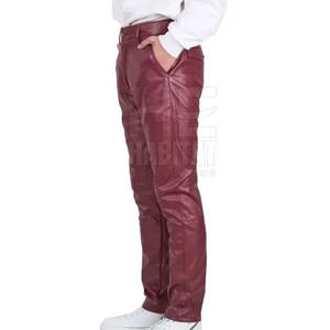 Diseña tu propio logotipo, pantalones de cuero para hombre, cómodos, duraderos, elegantes, de cuero genuino suave, diseño clásico para uso casual. - Product Image 4