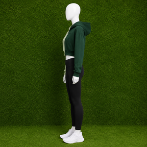 Sudadera corta con cremallera de dos tonos y bloques de color personalizada al por mayor para mujer, de forro polar, para gimnasio, ropa deportiva, estilo urbano, con patchwork - Product Image 4