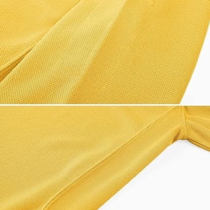 <b>Men's</b> <b>Yellow</b> Pique Polo <b>Shirt</b> Short Sleeve Solid Color Casual Style Button Design Regular Fit Woven Fabric - Product Image 5
