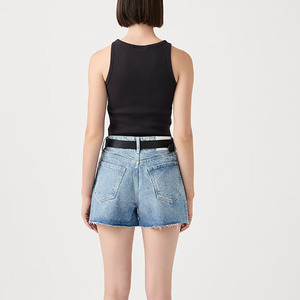 Pantalones Cortos de Mezclilla de Cintura Alta para Mujer, Estilo Casual, Color Azul Claro, con Bolsillos, de Algodón, Lavado a la Piedra, Pierna Recta, Ideales para Verano - ¡Los Más Vendidos! - Product Image 2