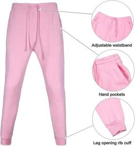 Pantalon de jogging décontracté en maille rose pour homme avec taille ajustable, poches latérales et bas de jambe côtelé – Style automne - Product Image 1