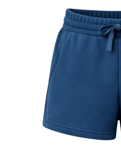 Custom Blue Women Sweat Shorts Cotton Fleece Elastic Waist <b>Drawstring</b> Gym Casual Summer Shorts OEM Manufacturer Supplier - Product Image 3