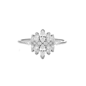 Fine <b>Ring</b> IGI Certified Minimalist Marquise Round Lab Diamond 14K 18K Solid Gold Floral Design <b>Statement</b> <b>Ring</b> Wedding Band <b>Ring</b> - Product Image 3