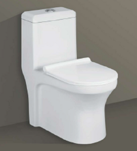 Inodoro Cuadrado Suspendido de Cerámica sin Borde CLASSIC-5005 de Una Pieza con Doble Descarga y Sifón para Baños de Villas, Hoteles y Escuelas - Product Image 1