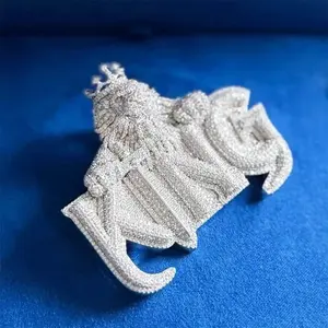 Colgante Personalizado KING con Incrustaciones de Moissanita, Joyería Hip Hop, Plata de Ley 925, Colgante con Letra Brillante, Joyería de Lujo para Hombre, Regalo - Product Image 3