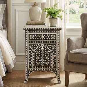 Mueble de Almacenamiento con Cajones Laterales y Incrustaciones de Hueso, Estilo Vintage, Hecho a Mano, Mueble Decorativo de Madera con Diseño Artesanal - Product Image 5