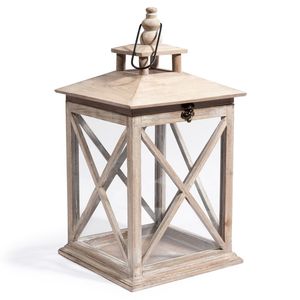 Linterna de madera natural, decoración rústica para el hogar, ideal para decoración de temporada, bodas y regalos de inauguración de casa. - Product Image 1